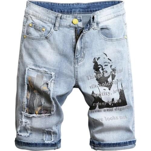 Summer Hip Hop Short Jean Men Men Straight Graphic Jean Street Fashion Men Jean Short Paint Designer Punk Ripped Denim Short