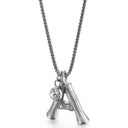 European and American jewelry lava 26 letters pendant stainless steel necklace titanium steel fashion necklace