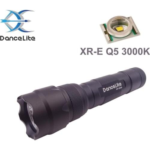 DanceLite WF-502B XR-E Q5 Warm White 3000K 1-Mode(on/off) Outdoor LED Flashlight Torch (OP/SMO)