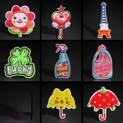 Fine T shirt Girl Embroidered Badges Rainbow Sunflower Applique Iron on Patches for Clothing Women Diy deal with it Stickers