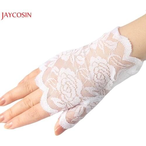 JAYCOSIN 1Pair Gloves Women Black,White Short Fingerless Lace Gloves Vintage Adult Girls Ladies Glove z1123