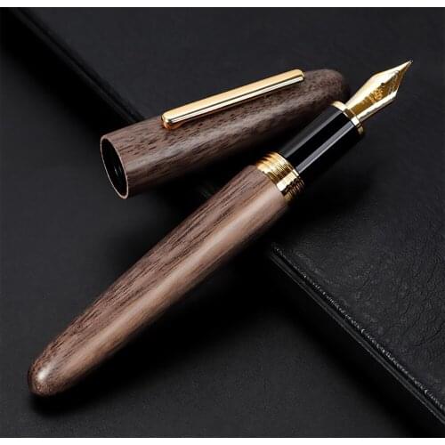 Jinhao 9056 Natural Handmade Wood Fountain Pen Brown Wooden Beautiful Pen Iridium Fine 0.6mm Fashion Writing Office Ink Pen Gift