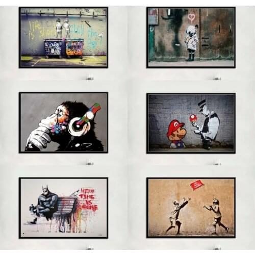Canvas Oil Painting Hot Graffiti Modern Art Street Banksy Painting Animal Poster Prints Art Wall Pictures Living Room Home Decor