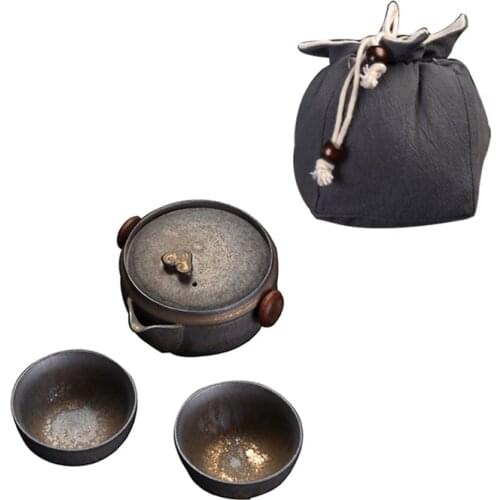 ZENRC ceramic teapot and tea cover for Kung Fu tea set, one pot, two cups, can be stored, portable travel tea set