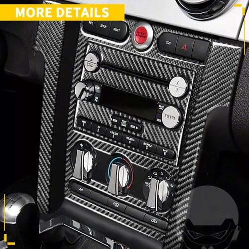 Car Central Control Panel Trim Kit AC CD Radio Knob Frame Sticker Interior Accessories For Ford Mustang GT 2005-2009 S197