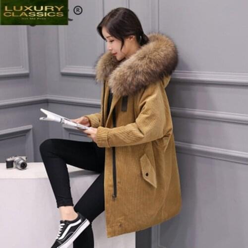Jacket Winter Womens Down + Large Raccoon Fur Hooded 2021 Korean 90% Duck Down Coat Female Jacket Hiver Casaco LW1279