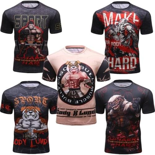 MMA Muscle Squad Mens Muay Thai Boxing Jerseys Tight Short-sleeved Bjj Kickboxing MMA Rashguard T-shirts Sanda Training Tee