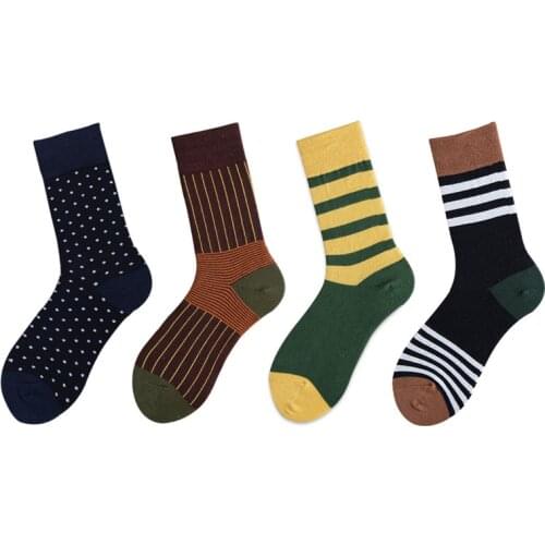 Fashion Cotton Men' Socks Stripe Dot Long Socks Man High Crew Socks Leg Male Casual Calcetines meias