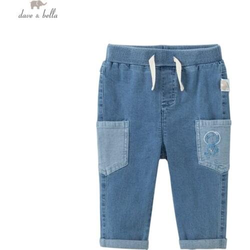DBX18395 dave bella autumn baby boys fashion cartoon pockets pants children full length kids boy pants infant toddler trousers