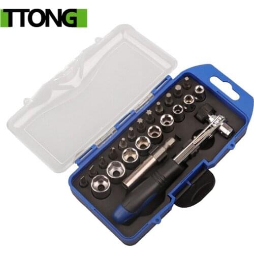 23-piece sleeve head set / quick wrench ratchet screwdriver screwdriver set long connecting rod set