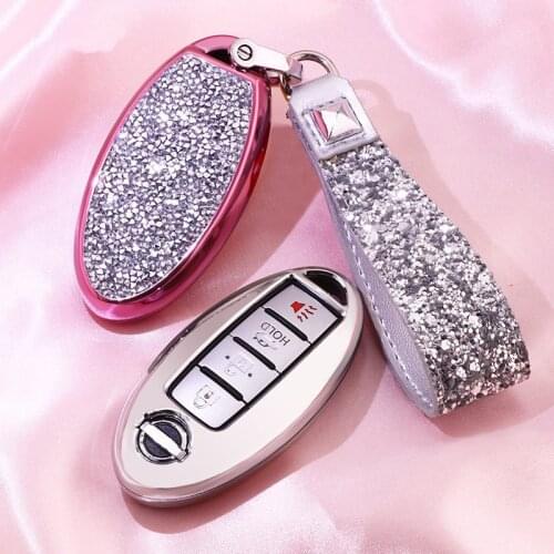 Luxury Diamond key shell car key pack cover/auto key case keychain Accessories for Nissan QASHQAI/TEANA /TIIDA/Infiniti/SYLPHY