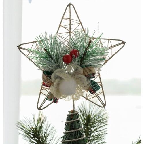 Xmas Accessories Pendants Christmas Tree Top Iron Stars Party Gifts Artificial Plant Rope Foam Golden Three-dimensional Hollow