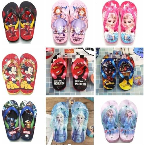 New Summer Children Slippers Cartoon Princess Frozen Anna Elsa Minnie Sophia Print Flips Flops Baby Girls Shoes Kids Beach Wear