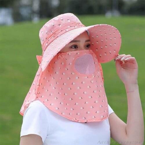 Women Summer Sun Hat Wide Brim UV Protection Visor Removable Outdoor Fishing Neck Face Flap Cap My18 21 Dropshipping
