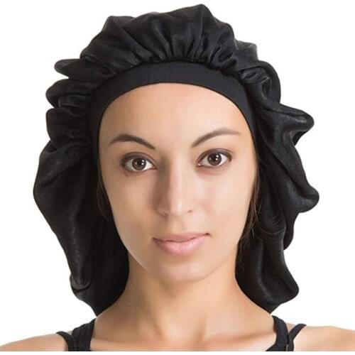 Super Giant Sleep Cap Waterproof Shower Cap Female Protect Hair Large Satin Silk Bonnet Luxurious Fabric Premium Elastic Band