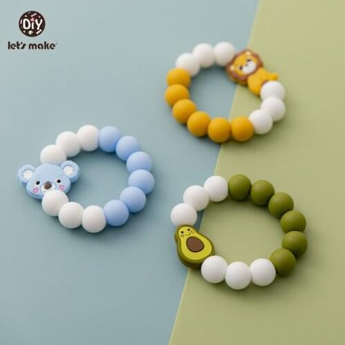 Lets Make Baby Animal Bracelet 1PC Silicone Baby Teether Multicolor BPA Free Edible Food Grade Toy Bracelet Newborn Birth Gift