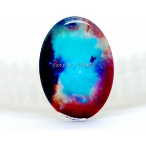 10pcs 18X25mm 30X40mm Oval Glass beads already glued on the image base setting-(Star bright)-(HPGC-8216)