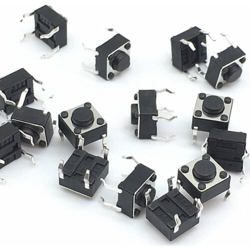 100pcs 6*6*4.3mm Panel PCB Momentary Tactile Tact Push Button Micro Switch 4 Pin DIP Light Touch 6x6x4.3mm Keys Keyboard