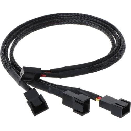 12V 30CM 3Pin Fan PWM 1 to 3 Way Power Supply Extension Cable Y Splitter Port Multiplier PC Computer Cooling 22AWG Wire Accessor