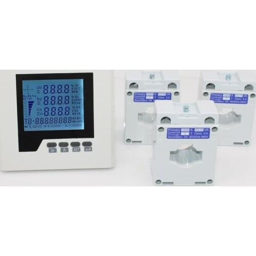 AC0-50A 100A LCD 3 phase 4 wire A,V,W,kWh,cos, Hz, Var , multifunction electric panel meter with RS485 communication Modbus-RTU