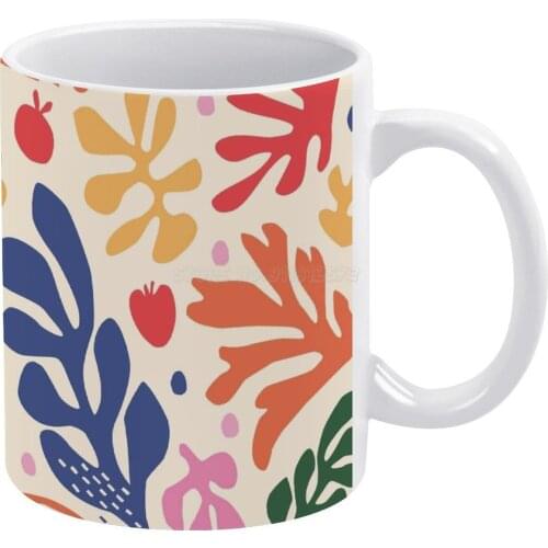 Matisse Pattern _ 2 White Mug 11oz Ceramic Tea Cup Coffee Mug Friends Birthday Gift Matisse Pattern Matisse Pattern Color