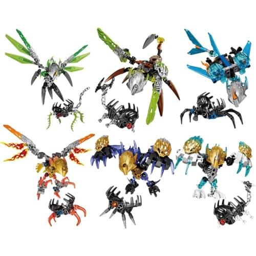 BIONICLE Jungle Stone Water Earth Ice Fire Figures Building Block Robot Toys For Kids Gift Compatible Major Brand 6pcs/Set