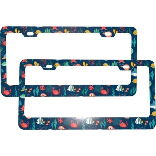 Ocean Starfish Turtle License Plate Cover Car Tag Green Auto Tags Holiday Jeep Automobile Decoration for Women Men