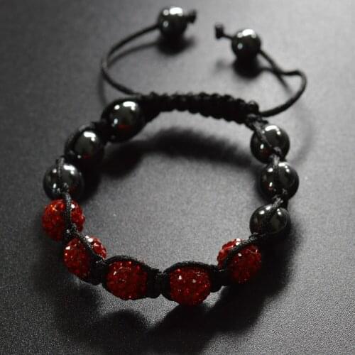 Beads Bracelets & Bangles for Women Fashion Jewelry 10mm Crystal 5 Clay Ball DIY Braid Resizable Mix Colors Handmade Gift