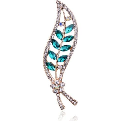 TODOX Glass Rhinestone Brooch NEW Fashion crystal exquisite flower leaf pins garment accessory party wedding gifts for lady man
