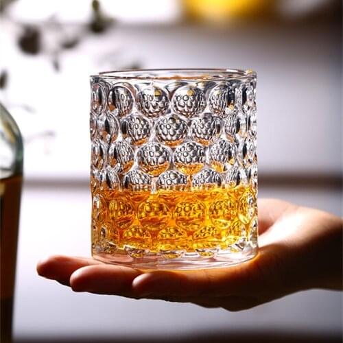 Bead point whisky glass 300ml heat resistant household glass water glass net red glass engraved foreign wine glass cocktail glas