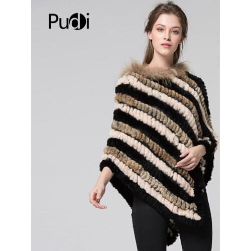 CK711 Women Rex Rabbit Fur And Raccoon Fur Pashmina Poncho Cloak Shawl With Raccoon Fur Collar