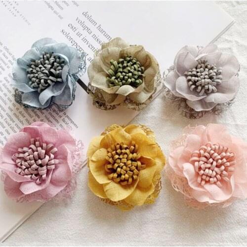 2021 2.36" New DIY Accessories Craft Fabric Flowers Kids Girl Hair Flowers Mauve Color DIY Flowers For Wedding Decoration