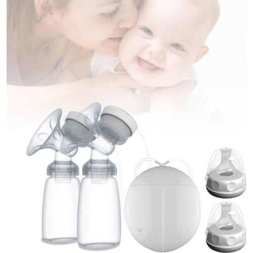 Electric Double Breast Pump Kit with 2 Baby Milk Bottles Baby Nipple Suction B36E