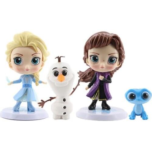 2-8cm 4pcs/Lot Frozen2 Snow Queen Elsa Anna Action Figures Olaf Kristoff Sven Dolls Figurines Kids Toys For Children Gifts