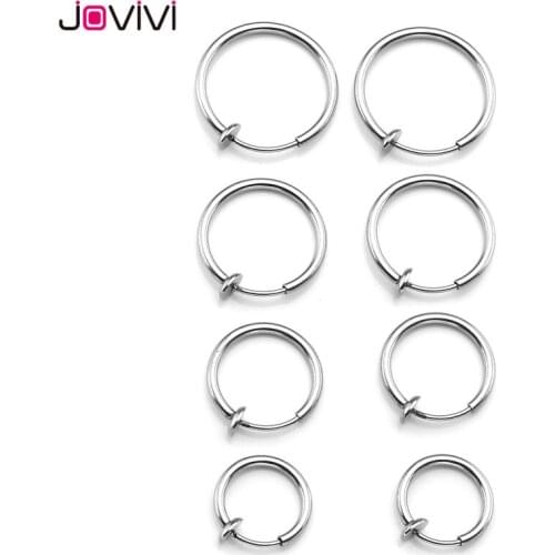 Jovivi Stainless Steel 14G Fake Nose Ring Spring Hoop Clip On Earrings Fake Septum Cartilage Earrings Lip Ring Body Piercing