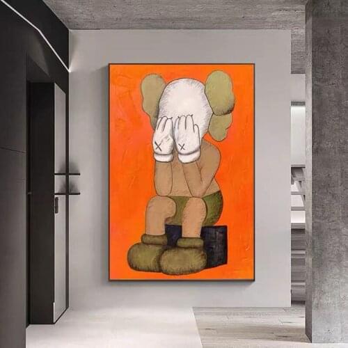 Large Size Hand Painted Oil Painting On Canvas Cartoon Facepalm Modern Home Decor Abstract Wall Art Picture For Living Room