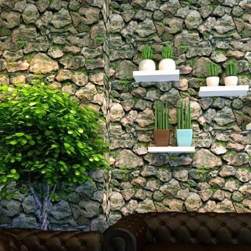 Chinese Stereoscopic 3D Retro Culture Stone-printed Rock Wallpaper Restaurant Coffee Shop Background 3D Brick Wallpapers PVC