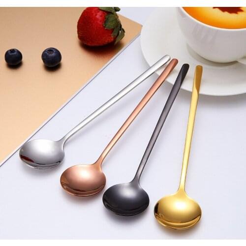 Stainless Steel Coffee Spoon Teaspoons Soup Camping Kitchen Tableware Household Utensils Dining Dessert Tools Table Set Cutlery