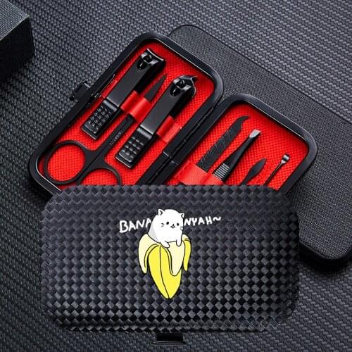 Funny Cartoon Travel Family 7pcs Manicure Nail Clipper Sets Stainless Steel Trimmer Clippers Cutter Scissors Accessories Tools