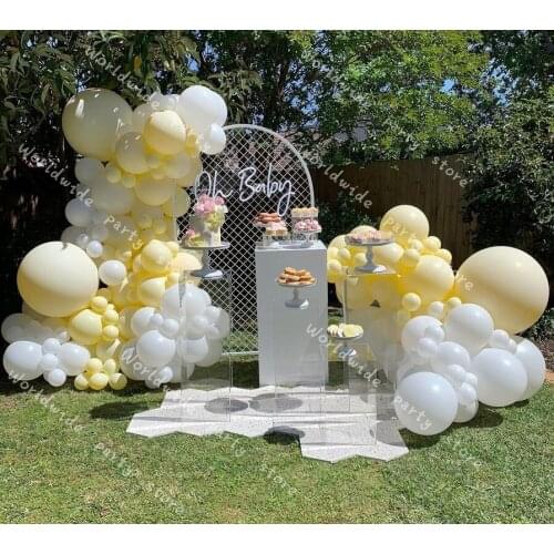 Latex White Balloon Garland Globals DIY 2021 Macaron Yellow Pastel Ballon Arch for Baby Shower Birthday Wedding Party Decor
