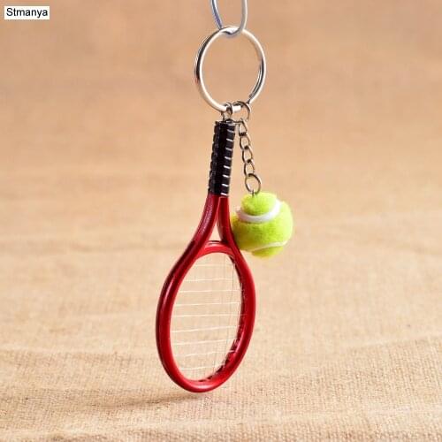 Hot SALE Mini Tennis Racket Pendant Keychain Keyring Key Chain Ring Finder Holer Accessories For Lovers Day Gifts #17162