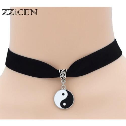 Fashion Antique Best Friends Gifts Tai Chi Yin Yang Jewelry Couples Love Charm White Black Enamel Pendant Choker Necklace