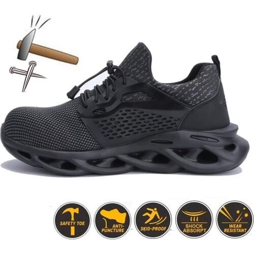2021Mens safety shoes lightweight puncture-proof comfortable work shoes boots outdoor breathable steel toe caps anti-smashing