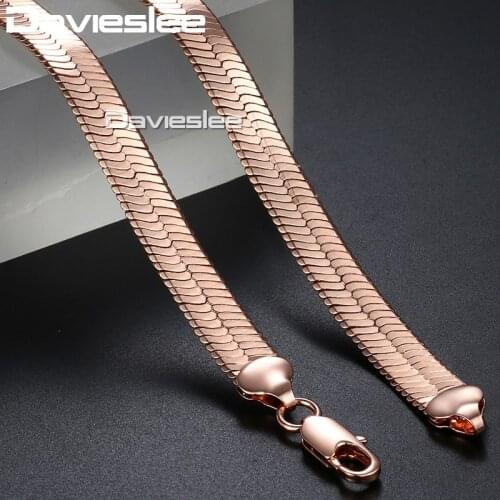 Mens Gold Necklace Herribone Chain Rose Gold Filled Jewelry for Men 9mm 48cm GN277