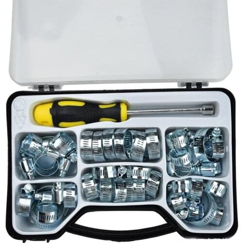 50 pcs Hose Clamp Sets Of Carbon Steel Hose Clamp Pipe Clips Fastener For Home Tools Worm Drive Kit