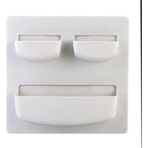 Wall Mounted Bathroom Kitchen Organizer Holder Plastic Drawer Holder Sundries Container Plastic Self-Adhesive Storage Rack Shel