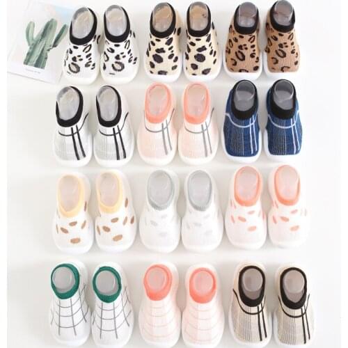 Unisex Baby Girls Boys Leopard Print Non-slip Cotton Toddler Floor Socks Grid Pattern First Walker Shoes For Newborns 0-3 Years
