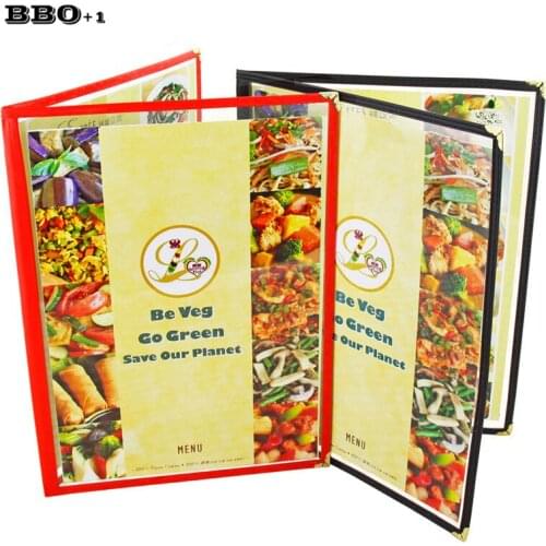 Menu Cover Double Fold Book Style Holder with 2 Page 4View Protective Corner For Restaurant Hotel Deli Cafes Bars Pubs