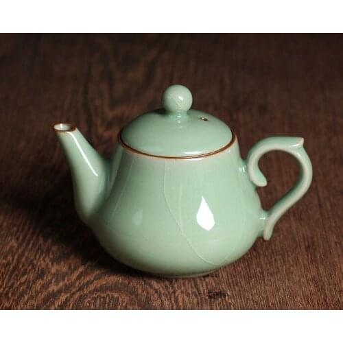 Genuine Longquan Celadon Ceramic Pear Shape Hand Holding Teapot Free Shipping
