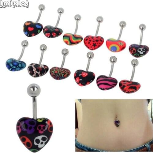 1pc Acrylic Heart Dangled Navel Piercing Belly Button Ring 14G Stainless Steel Navel Rings Piercing Ombligo Sexy Body Jewelry